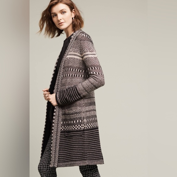Anthropologie Sweaters - Anthropologie Angel Of The North Black and Cream Patterned Cardigan